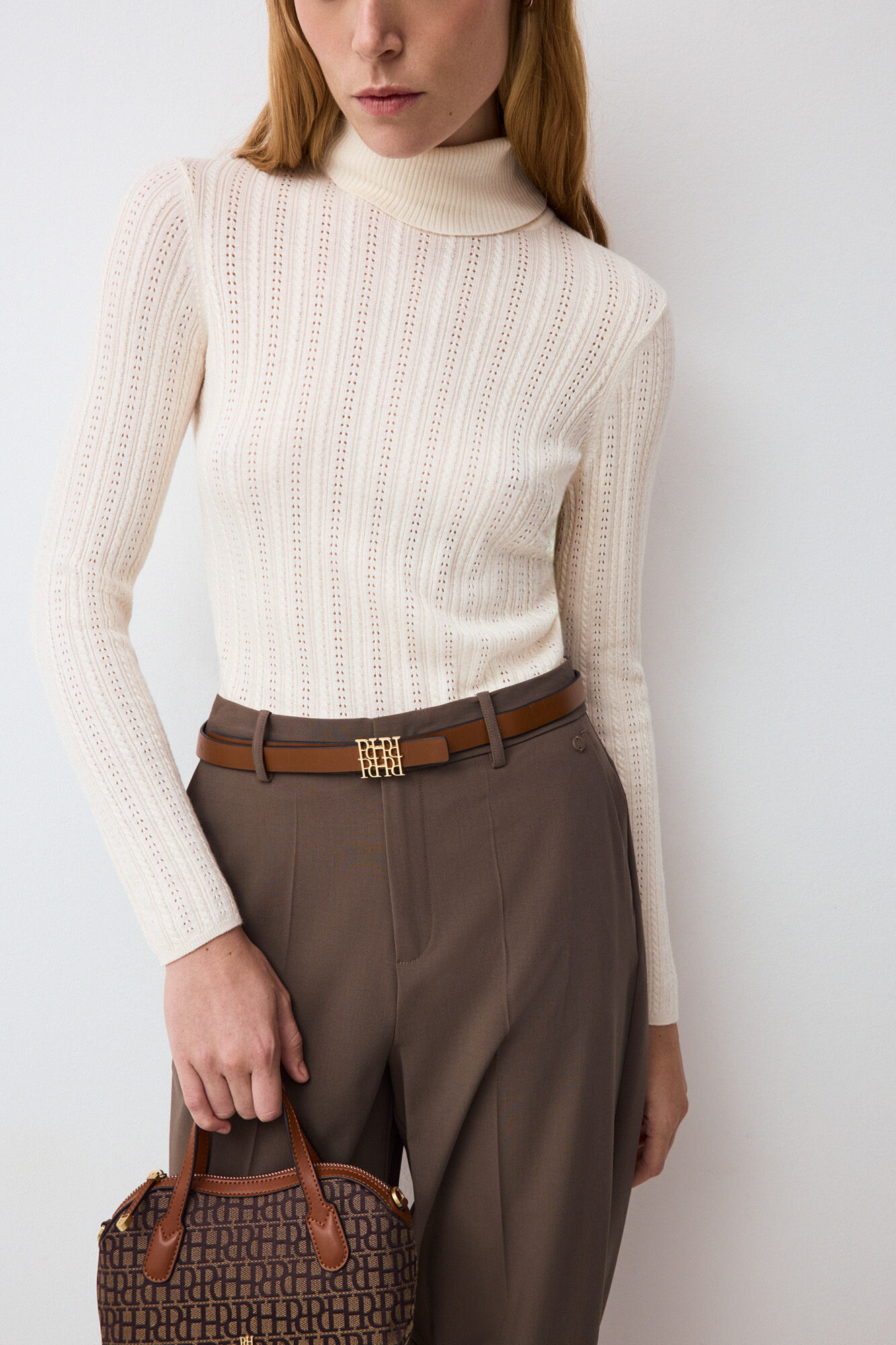 Pedro del Hierro Basic cross-knit funnel neck jumper