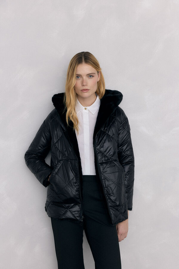 Pedro del Hierro reversible fur parka Black