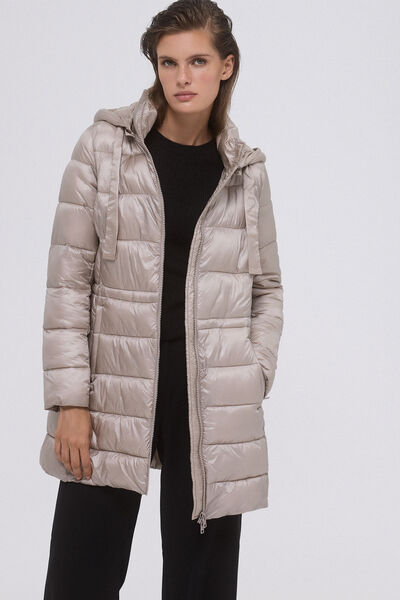 Pedro del Hierro Quilted parka with hood Beige