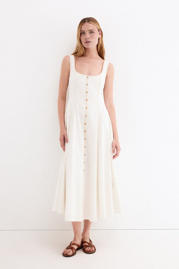 Pedro del Hierro Sleeveless dress with buttons White