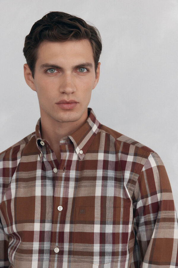 Pedro del Hierro Soft checkered twill Burgundy