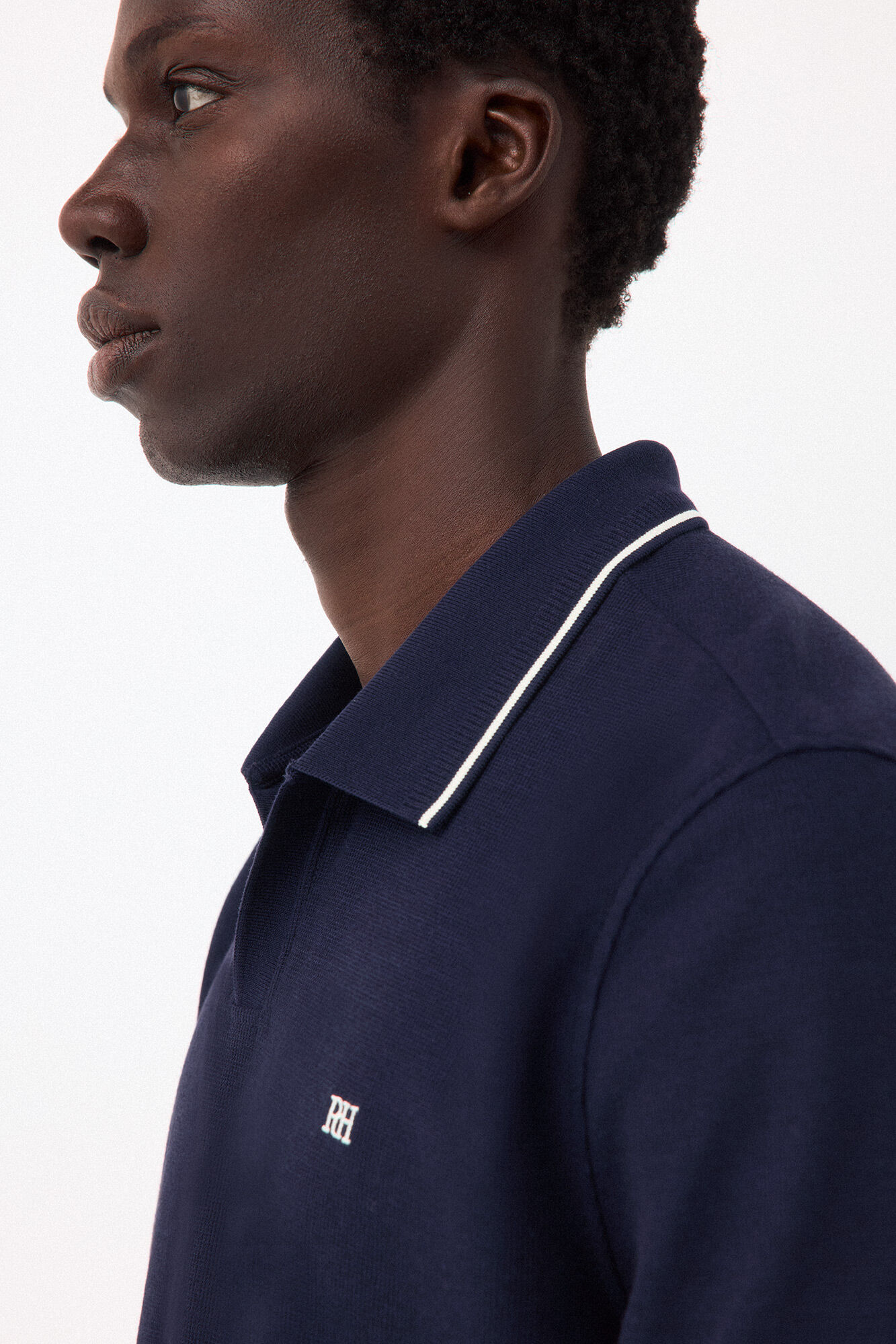 Pedro del Hierro Structured open neck polo shirt