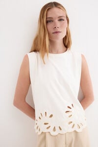 Pedro del Hierro Openwork embroidered hem T-shirt