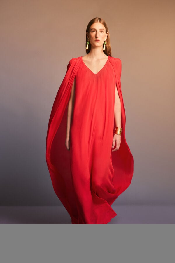 Pedro del Hierro Fluid long cape dress Red
