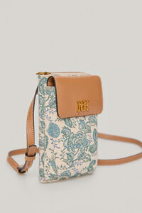 Pedro del Hierro Marine print canvas and leather phone bag Blue