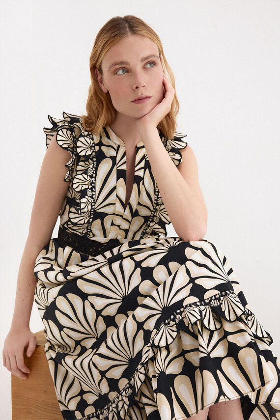 Vestido algodón volantes