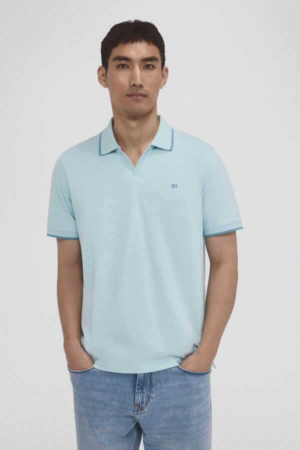 Pedro del Hierro Open neck polo Blue