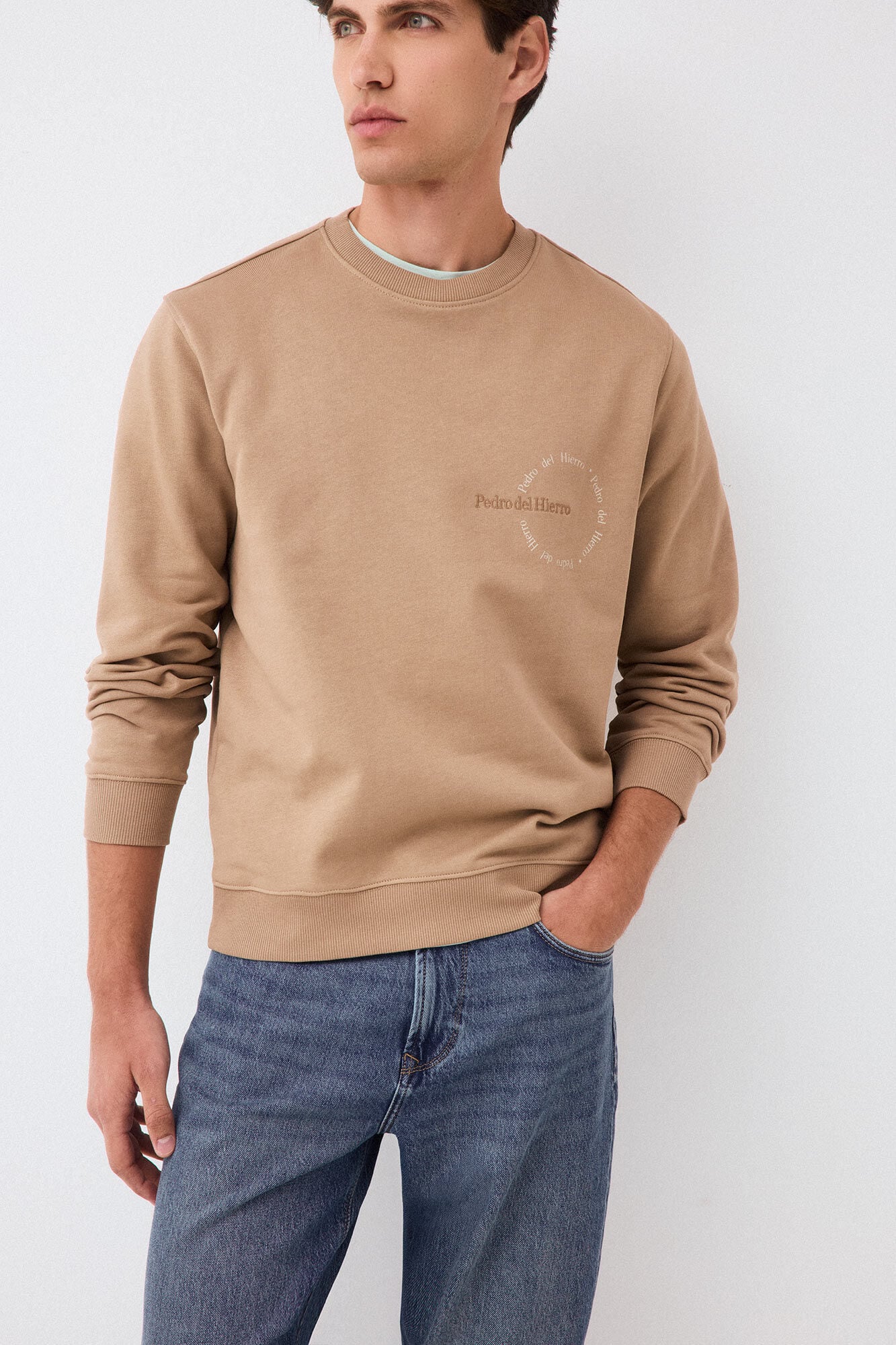 Pedro del Hierro Sweatshirt com logo gola caixa
