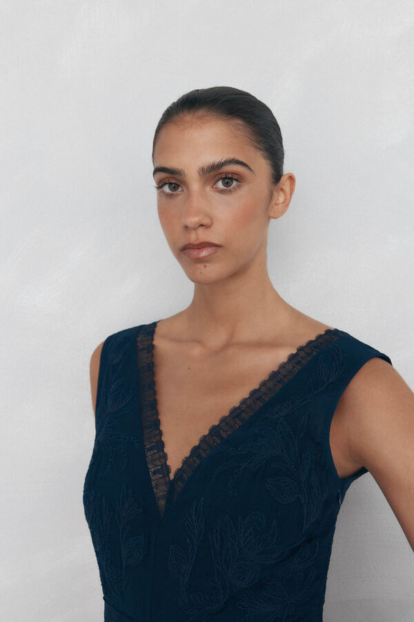 Pedro del Hierro Long fluid lace dress Blue