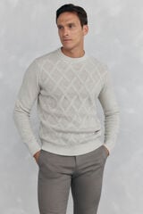 Pedro del Hierro Suéter gola redonda em formato de diamante Beige