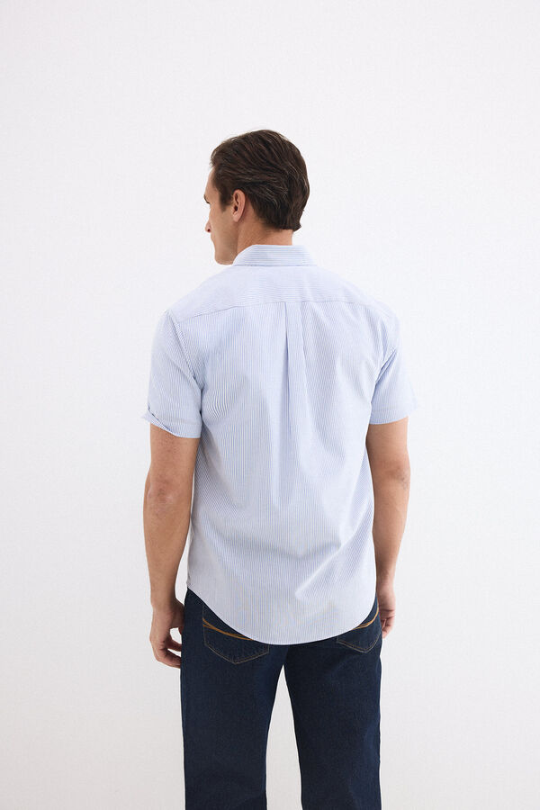 Pedro del Hierro Striped non-iron stain-resistant dress shirt Blue