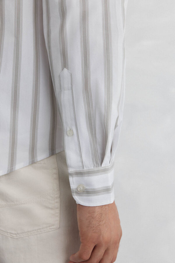 Pedro del Hierro Striped poplin shirt Green
