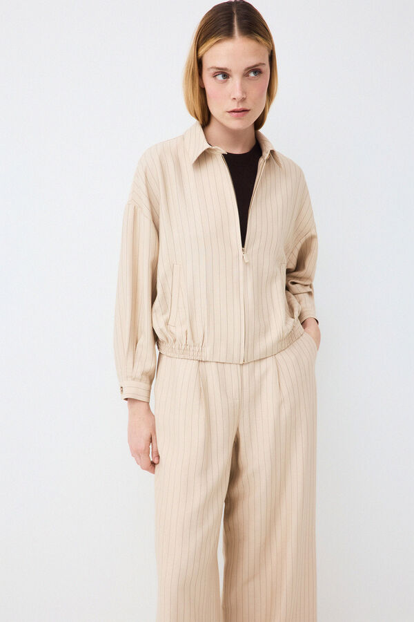 Pedro del Hierro Striped bomber Ecru