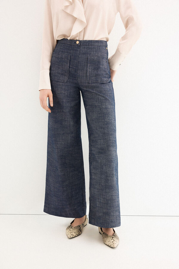 Pedro del Hierro Wide denim trousers Blue