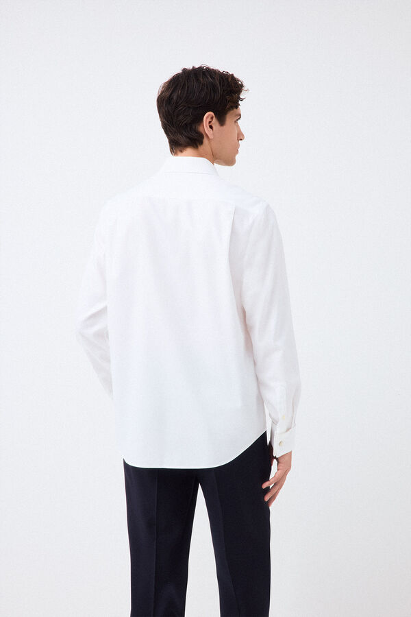 Pedro del Hierro Camisa de vestir lisa non iron + antimanchas punho duplo Branco