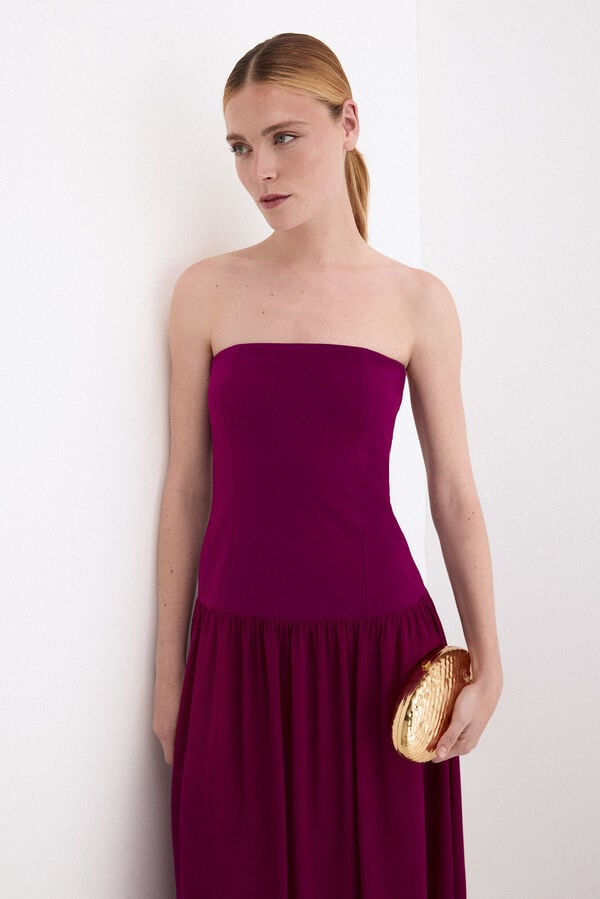 Pedro del Hierro Strapless dress with cape detail Purple