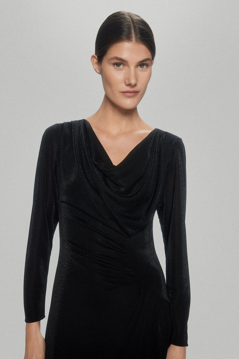 Pedro del Hierro Sparkly circular knit dress. Black