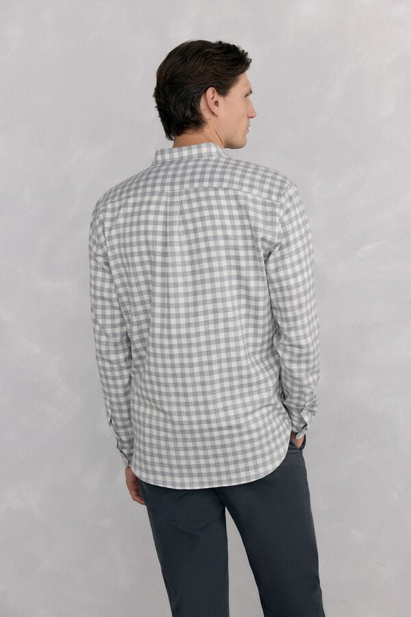 Pedro del Hierro Checkered flannel shirt Italian fabric Grey