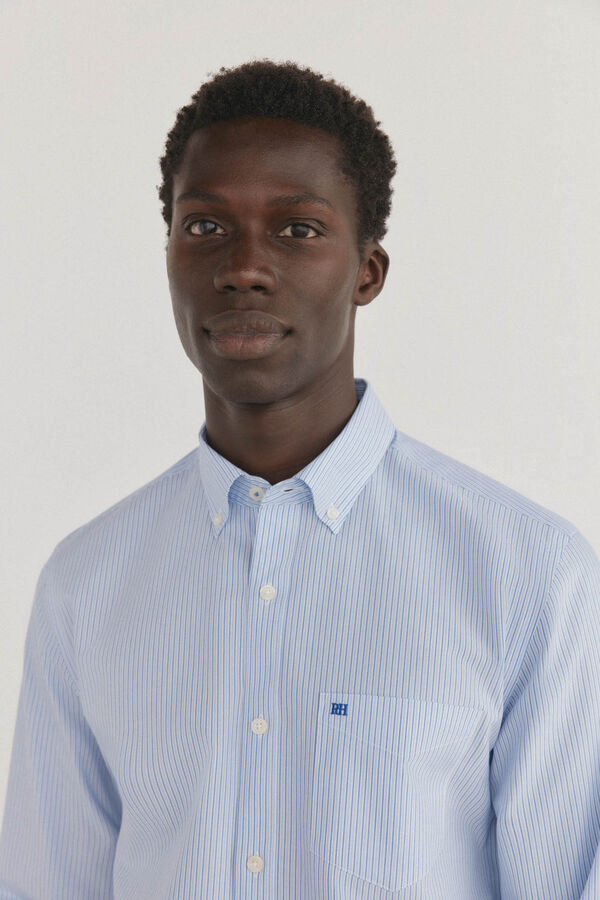 Pedro del Hierro Non iron + stain resistant striped shirt Blue