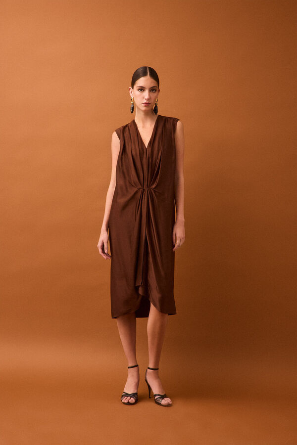 Pedro del Hierro Draped dress Brown