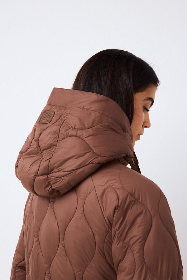 Pedro del Hierro Reversible long hooded parka Brown