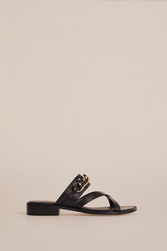 Pedro del Hierro Flat leather chain sandals Black