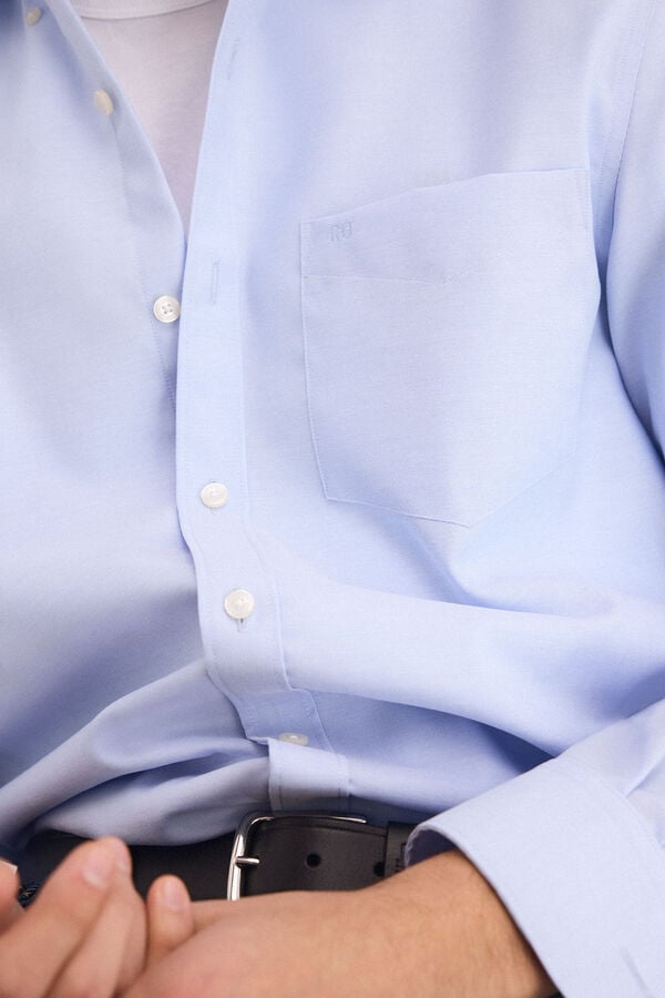 Pedro del Hierro Non-iron plain Oxford shirt Blue