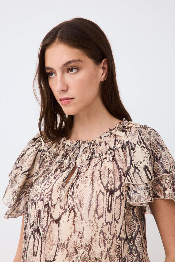 Blusa estampada manga volantes