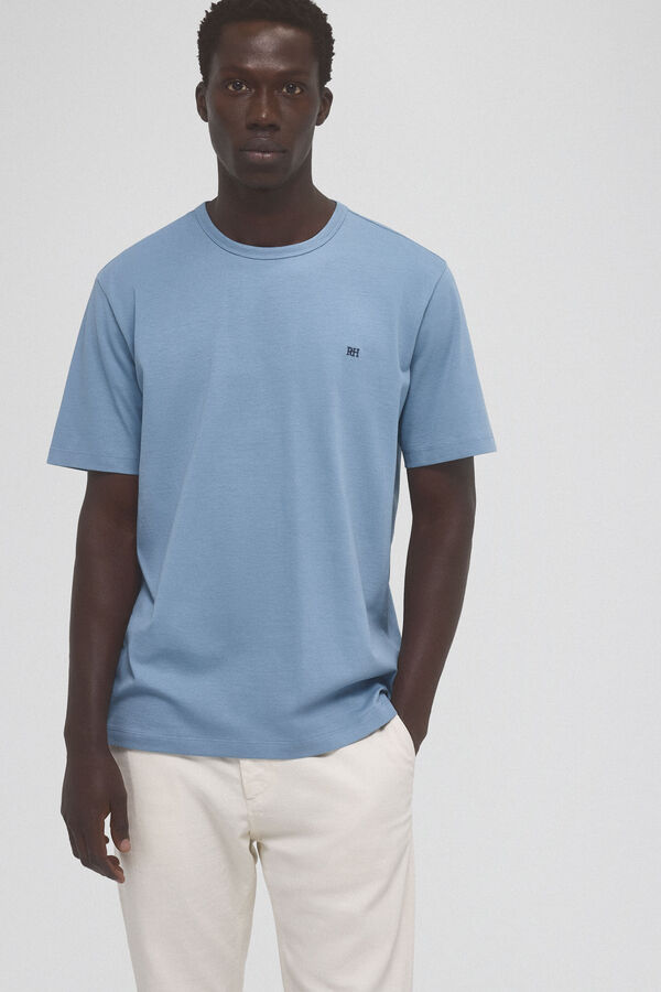 Pedro del Hierro Basic T-shirt with embroidered logo Blue