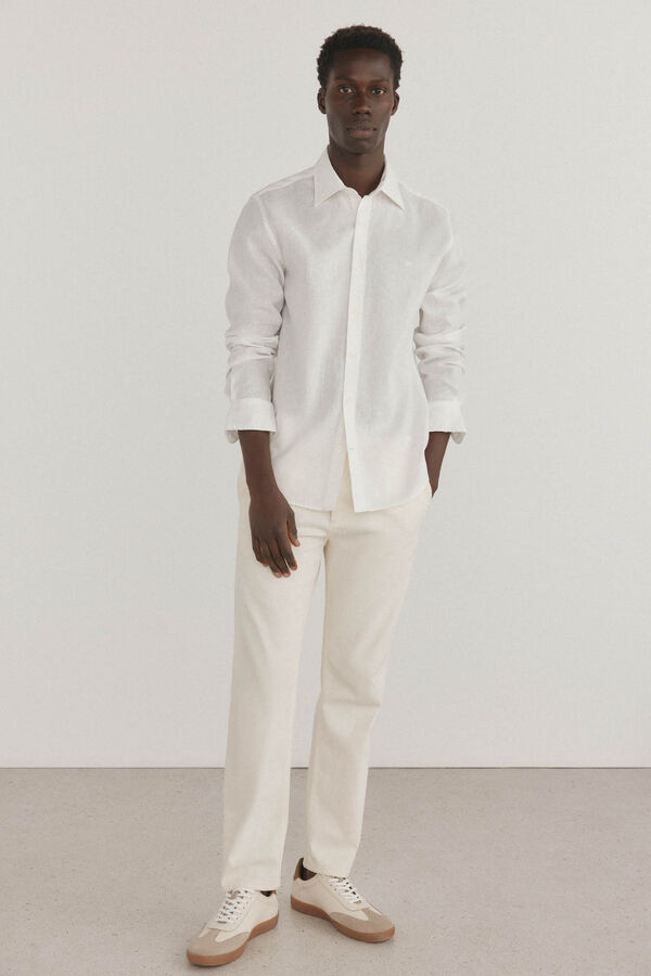 Pedro del Hierro Plain linen shirt Ecru