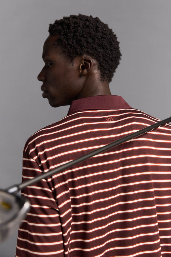 Pedro del Hierro Striped golf polo Burgundy