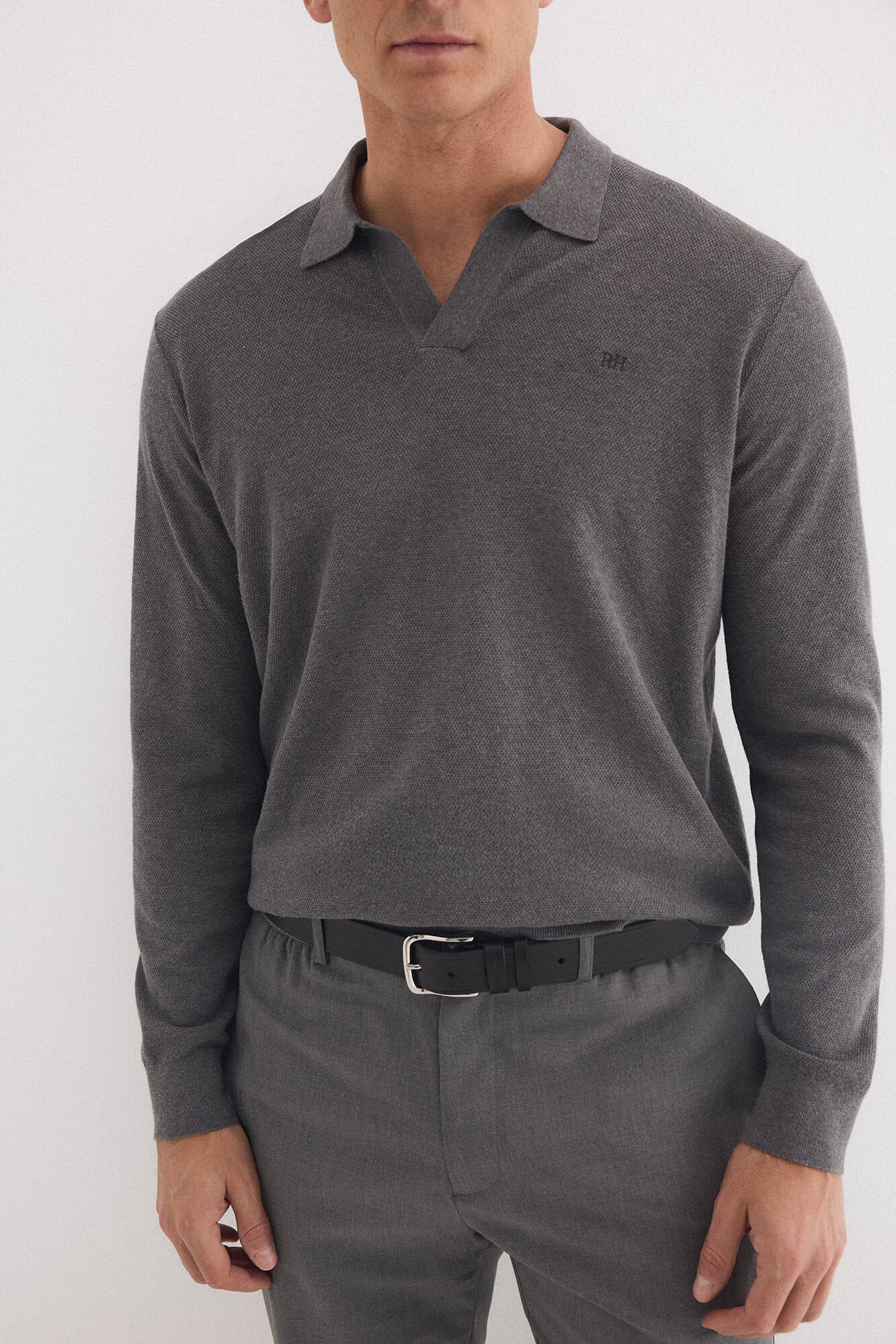 Pedro del Hierro Linen polo long sleeve jumper