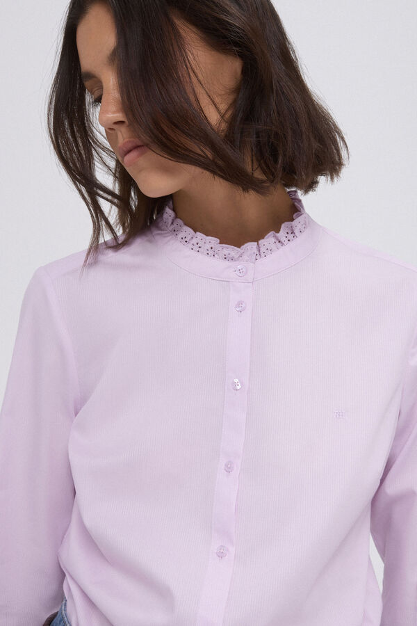 Pedro del Hierro Basic shirt with embroidered ruffle detail Pink