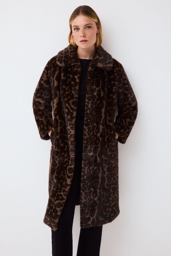 Pedro del Hierro Faux fur coat Brown