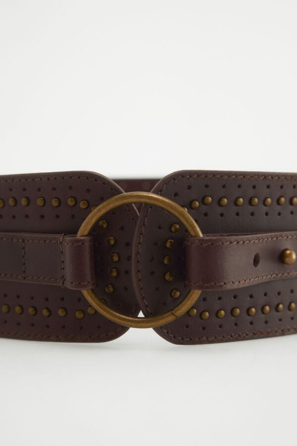 Pedro del Hierro Leather wide belt Brown