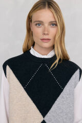 Pedro del Hierro Diamond jacquard vest Grey