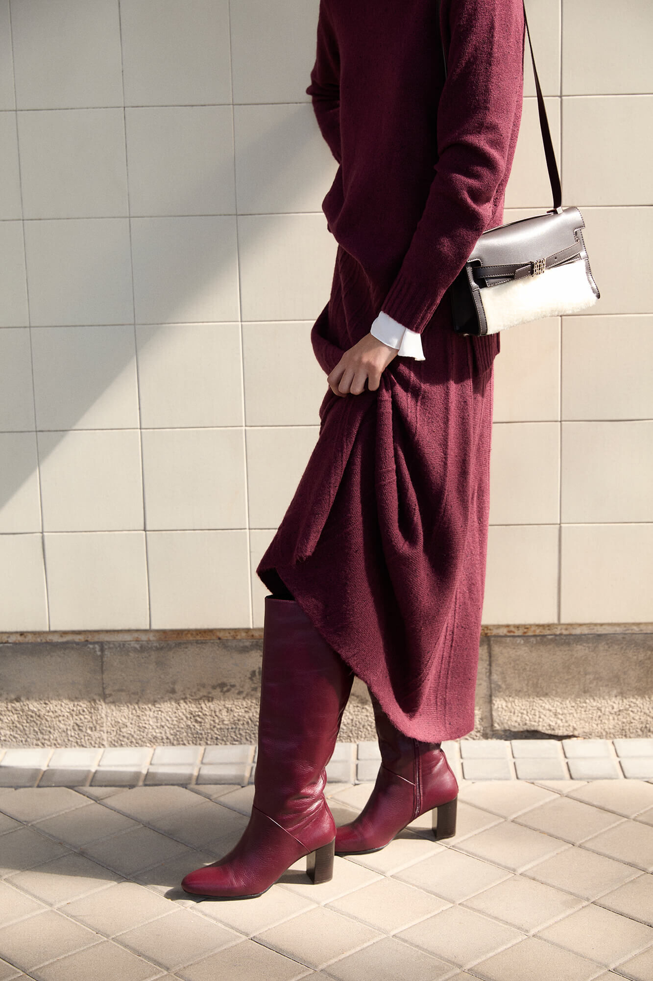 Pedro del Hierro Mottled jersey-knit skirt