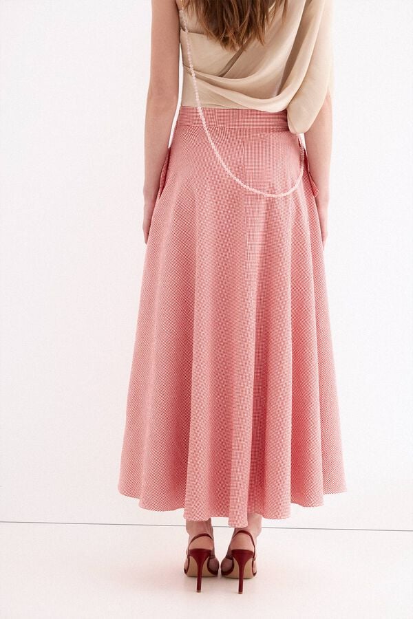 Pedro del Hierro Gingham puffed skirt Orange