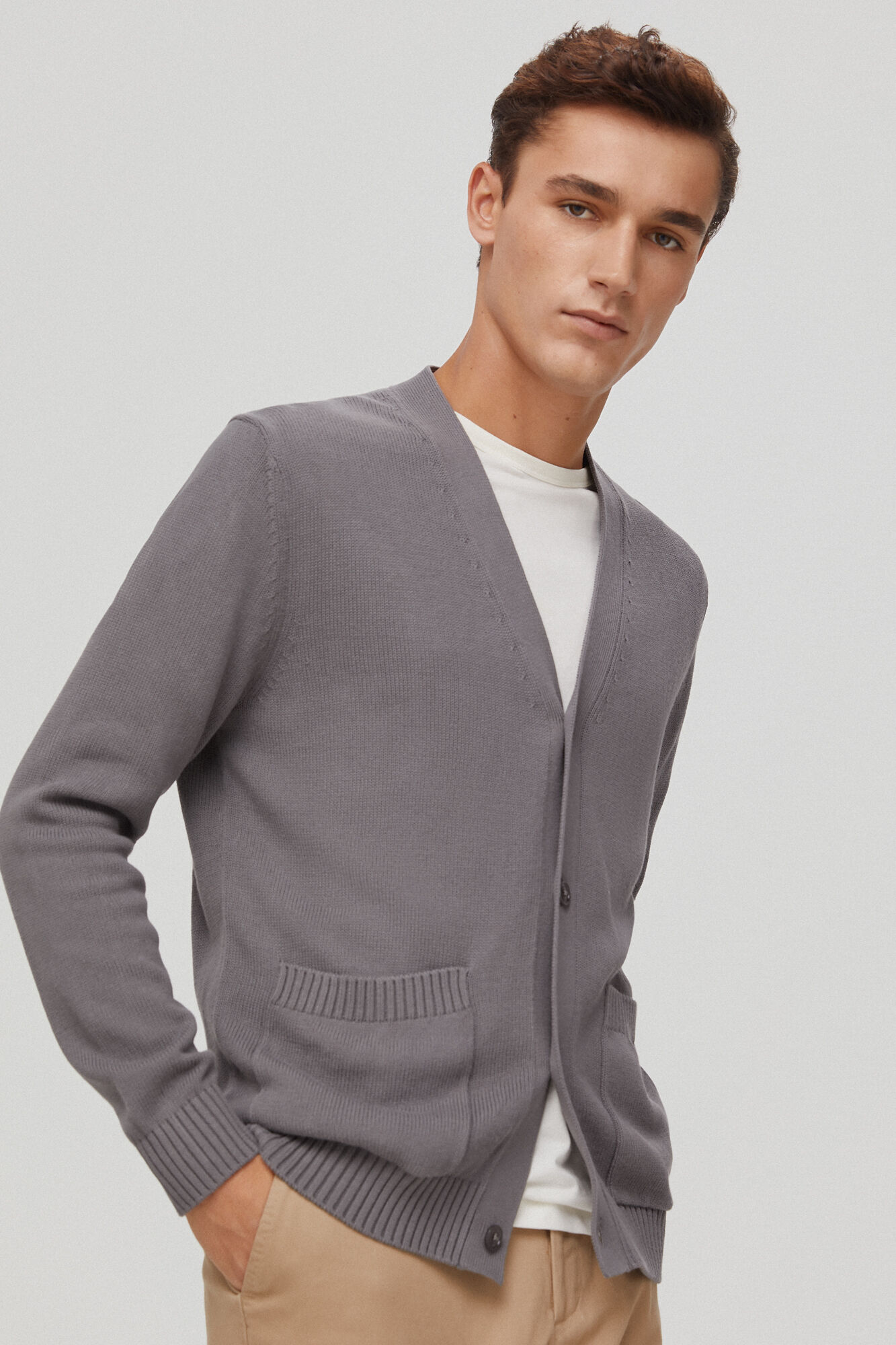 Cotton jersey knit cardigan Men s jumpers and cardigans Cortefiel