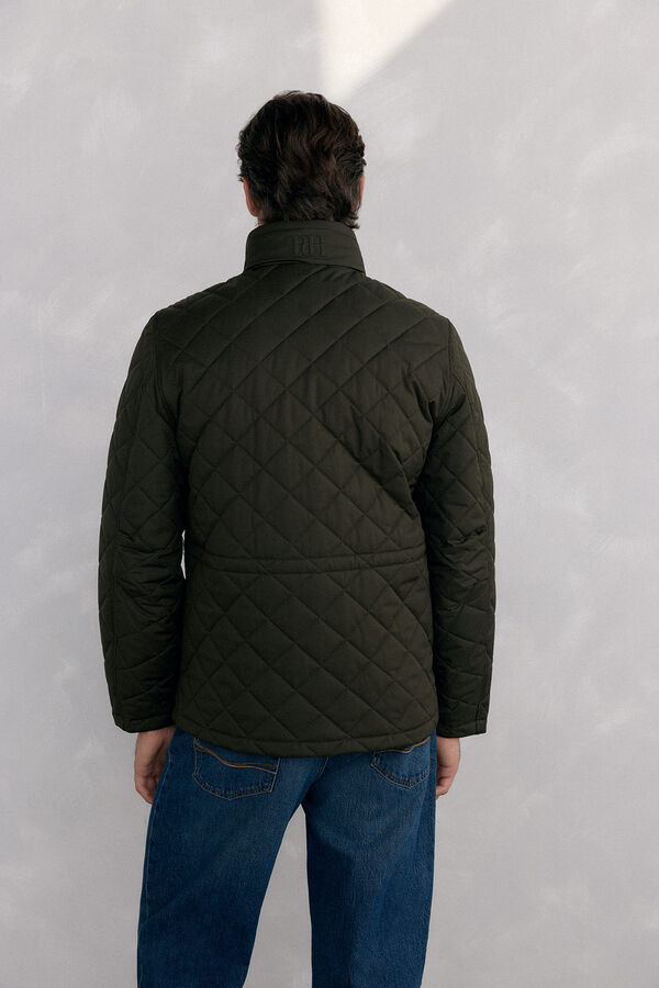Pedro del Hierro Diamond-patterned quilted jacket Green