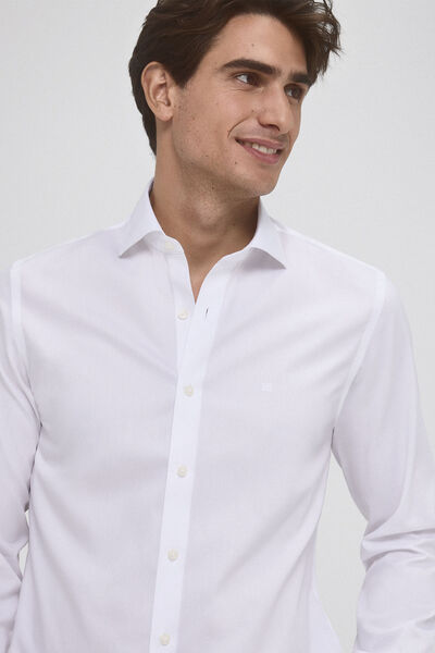 Pedro del Hierro Plain regular fit dress shirt, non-iron and anti-stain White