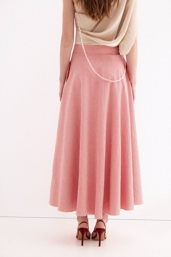 Pedro del Hierro Gingham puffed skirt Orange