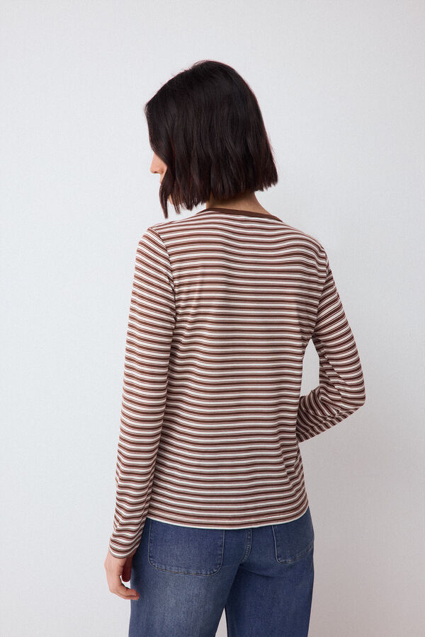 Pedro del Hierro Long-sleeved striped t-shirt Brown