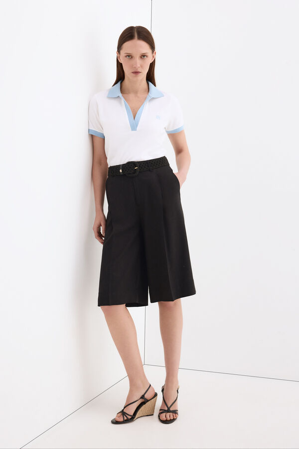 Pedro del Hierro Contrast short sleeve polo shirt Turquoise