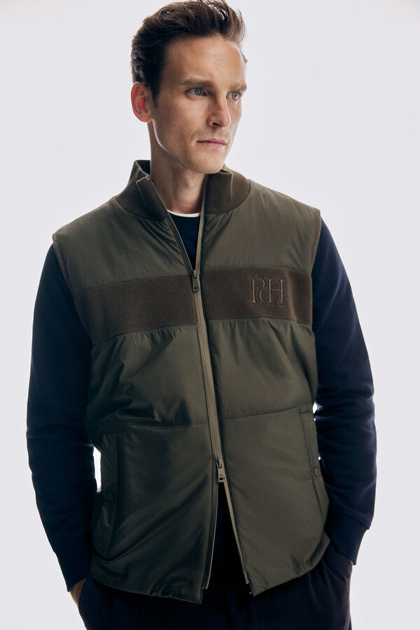 Pedro del Hierro Combined quilted gilet Green