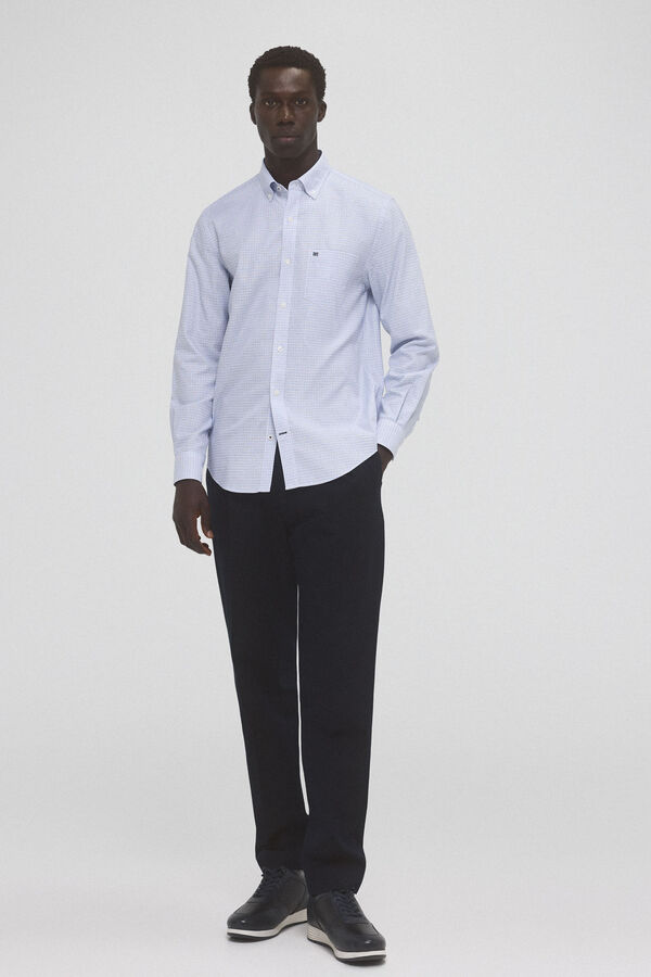 Pedro del Hierro Plain non-iron Oxford shirt Blue