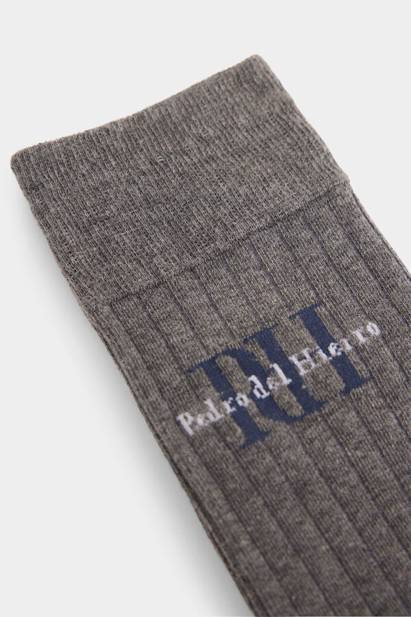 Pedro del Hierro Cotton sock with logo Grey