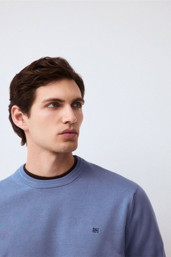 Pedro del Hierro Fine knit premium cotton jumper Blue