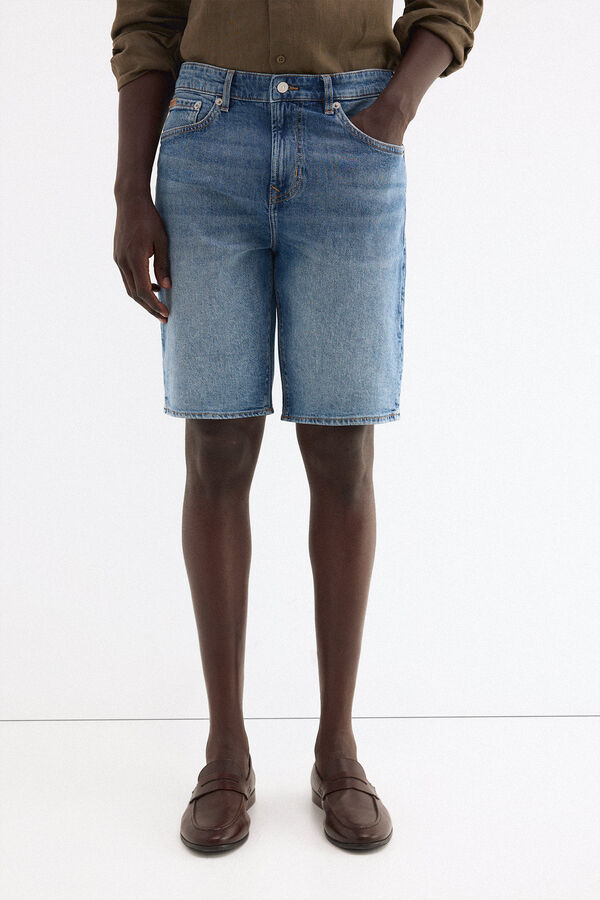 Pedro del Hierro Denim regular Bermuda shorts Blue