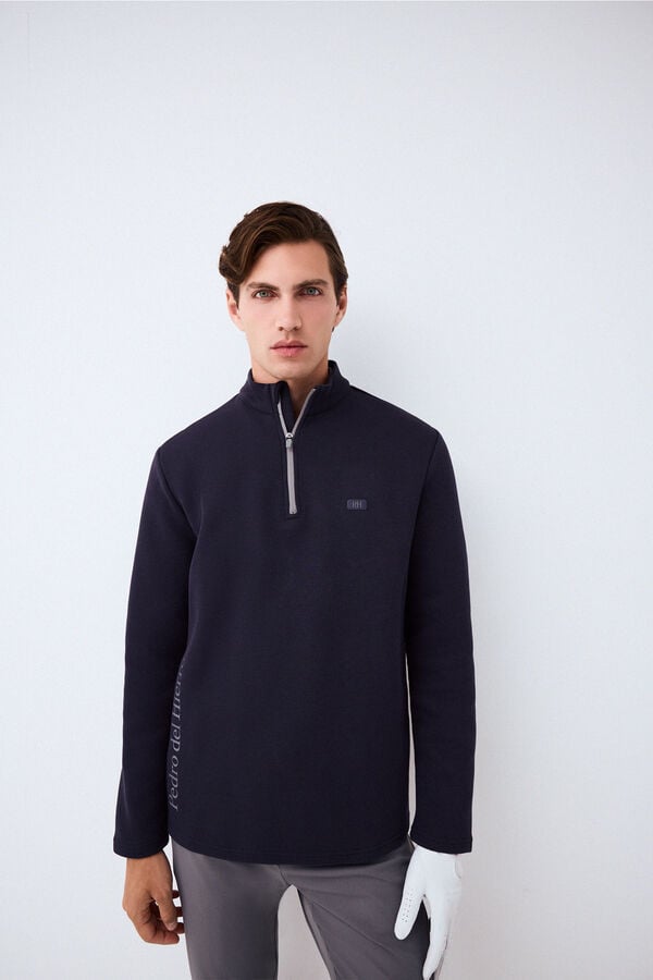 Pedro del Hierro Sweatshirt t&eacute;cnica de golfe gola camionista Azul